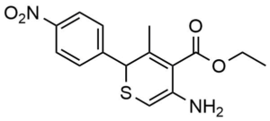 5-Amino-3-methyl-2-(4-nitro-phenyl)-2H-thiopyran-4-carboxylic acid ethyl ester
