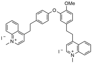 4-[2-[4-[2-methoxy-5-[2-(1-methylquinolin-1-ium-4-yl)ethyl]phenoxy]phenyl]ethyl]-1-methyl-quinolin-1-ium diiodide