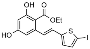 2,4-Dihydroxy-6-[2-(5-iodo-thiophen-2-yl)-vinyl]-benzoic acid ethyl ester